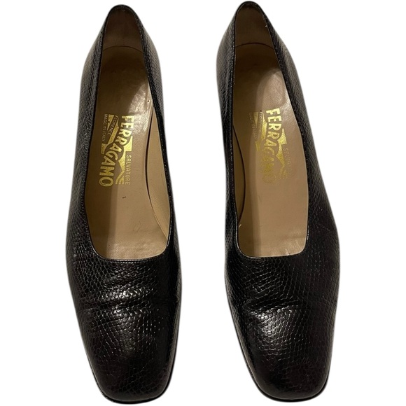 Salvatore Ferragamo Shoes - Salvatore Ferragamo Black Textured Heels